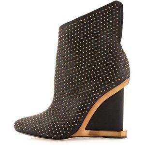 BCBGMAXAZRIA Micro Stud Black Leather Wedge